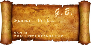 Gyarmati Britta névjegykártya